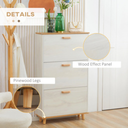 HOMCOM 3 Drawer Cream Slim Shoe Cabinet - Size: 122.0 cm x 23.5 cm x 70.0 cmcm - Wilko - thumbnail 5