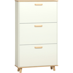 HOMCOM 3 Drawer Cream Slim Shoe Cabinet - Size: 122.0 cm x 23.5 cm x 70.0 cmcm - Wilko - thumbnail 3