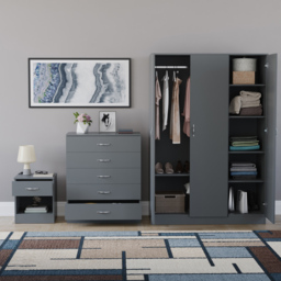 Vida Designs Riano Grey 3 Piece Bedroom Furniture Set - Wilko - thumbnail 4