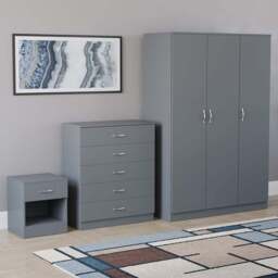 VIDA DESIGNS Riano Grey 3 Piece Bedroom Furniture Set - Wilko