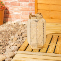 ValueLights Natural Mesh Fabric Solar Powered Outdoor Lantern Garden Light - Size: 35 x 20 x 20cm - Yellow - Wilko - thumbnail 4