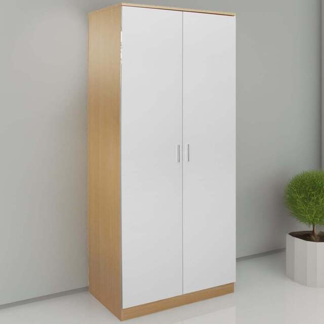 Brooklyn 2 Door Oak and White High Gloss Wardrobe - Wilko - image 1