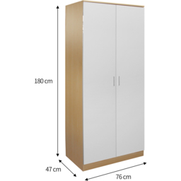 Brooklyn 2 Door Oak and White High Gloss Wardrobe - Wilko - thumbnail 5