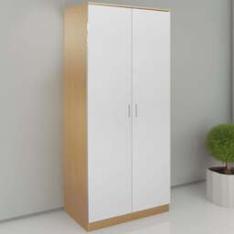 Brooklyn 2 Door Oak and White High Gloss Wardrobe - Wilko