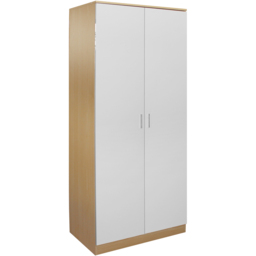 Brooklyn 2 Door Oak and White High Gloss Wardrobe - Wilko - thumbnail 3