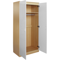 Brooklyn 2 Door Oak and White High Gloss Wardrobe - Wilko - thumbnail 4