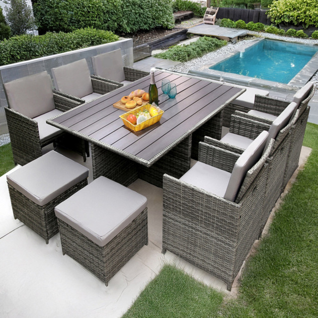 RayGar Hestia 10 Seater Rattan Garden Lounge Set - Grey - Wilko - image 1