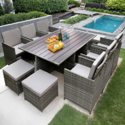 RayGar Hestia 10 Seater Rattan Garden Lounge Set - Grey - Wilko - thumbnail 1