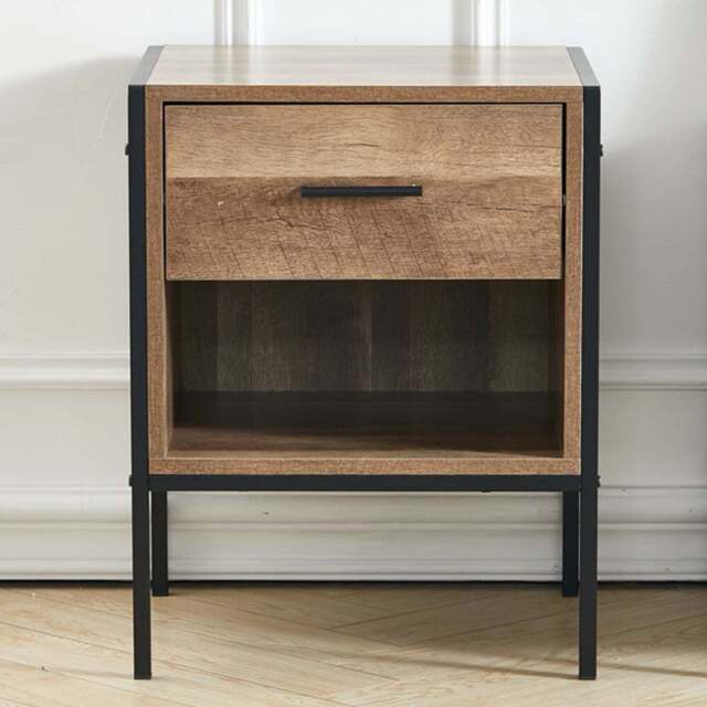 Living and Home Single Drawer Single Shelf Wooden Side Table - Brown - Wilko - image 1