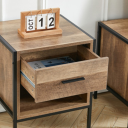 Living and Home Single Drawer Single Shelf Wooden Side Table - Brown - Wilko - thumbnail 7