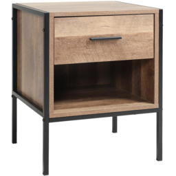 Living and Home Single Drawer Single Shelf Wooden Side Table - Brown - Wilko - thumbnail 3