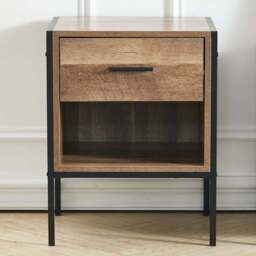 Living and Home Single Drawer Single Shelf Wooden Side Table - Brown - Wilko - thumbnail 1