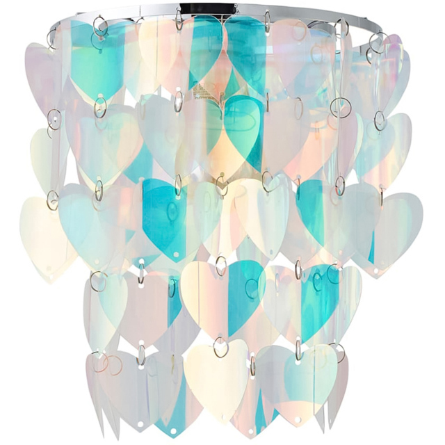 ValueLights Orla 2-Tier Iridescent Hearts Easy Fit Lamp Shade - Size: 28.5 x 23 x 23cm - Multi - Wilko - image 1