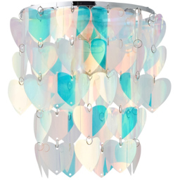 ValueLights Orla 2-Tier Iridescent Hearts Easy Fit Lamp Shade - Size: 28.5 x 23 x 23cm - Multi - Wilko - thumbnail 1