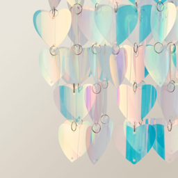 ValueLights Orla 2-Tier Iridescent Hearts Easy Fit Lamp Shade - Size: 28.5 x 23 x 23cm - Multi - Wilko - thumbnail 4