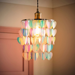 ValueLights Orla 2-Tier Iridescent Hearts Easy Fit Lamp Shade - Size: 28.5 x 23 x 23cm - Multi - Wilko - thumbnail 3
