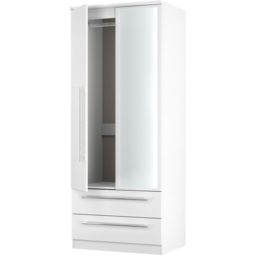 Crowndale Sherwood 2 Door 2 Drawer Double Mirror Wardrobe in Porcelain Matt - Size: 2 Door, 2 Drawer - White - Wilko - thumbnail 6
