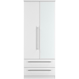 Crowndale Sherwood 2 Door 2 Drawer Double Mirror Wardrobe in Porcelain Matt - Size: 2 Door, 2 Drawer - White - Wilko - thumbnail 3