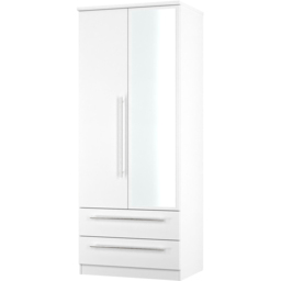 Crowndale Sherwood 2 Door 2 Drawer Double Mirror Wardrobe in Porcelain Matt - Size: 2 Door, 2 Drawer - White - Wilko - thumbnail 5