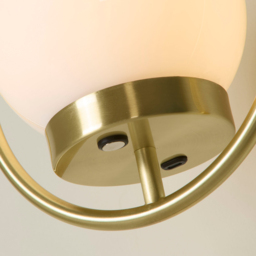 Lighting Collection LED Opal White Glass and Gold Rechargeable Wall Lamp - Size: 23 x 17.5 x 34cm - Black and Antique Brass - Wilko - thumbnail 5