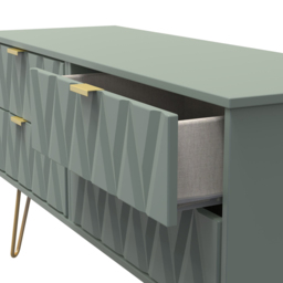 Crowndale Diamond 4 Drawer Reed Green Chest of Drawers - Wilko - thumbnail 7