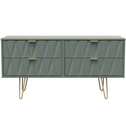 Crowndale Diamond 4 Drawer Reed Green Chest of Drawers - Wilko - thumbnail 3