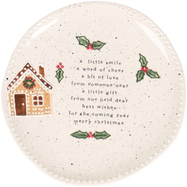 Festive Stone Gingerbread Plate White - Candy Cane Lane - Wilko - image 1