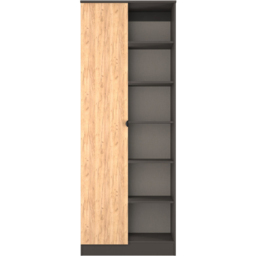 Crowndale Bora Single Door 6 Shelf Gold Oak and Graphite Double Wardrobe - Grey - Wilko - thumbnail 3