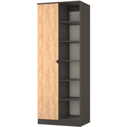 Crowndale Bora Single Door 6 Shelf Gold Oak and Graphite Double Wardrobe - Grey - Wilko - thumbnail 5