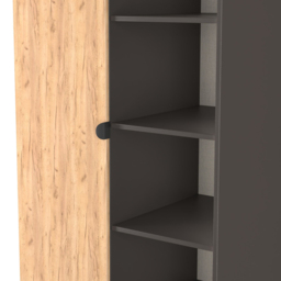 Crowndale Bora Single Door 6 Shelf Gold Oak and Graphite Double Wardrobe - Grey - Wilko - thumbnail 7
