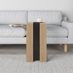 Decortie Muju Oak and Silky Black C Shape Side Table with Side Support - Size: 57 x 30 x 40cm - Multi - Wilko - thumbnail 5