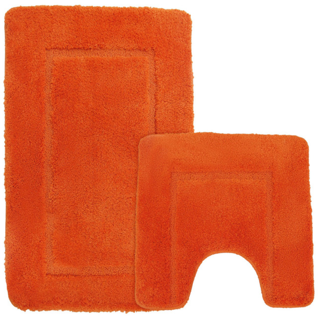 Mayfair Orange Micro Fibre Bath Mat Set - Wilko - image 1