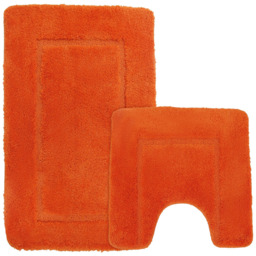 Mayfair Orange Micro Fibre Bath Mat Set - Wilko - thumbnail 1