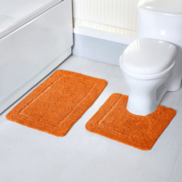 Mayfair Orange Micro Fibre Bath Mat Set - Wilko - thumbnail 3