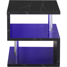 Comfy Living 2 Shelf Black Marble Effect High Gloss Abstract LED Side Table - Size: 50 x 44 x 38cm - Wilko - thumbnail 5