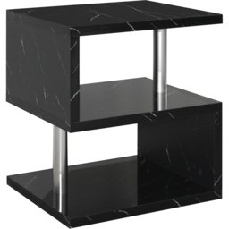 Comfy Living 2 Shelf Black Marble Effect High Gloss Abstract LED Side Table - Size: 50 x 44 x 38cm - Wilko - thumbnail 4