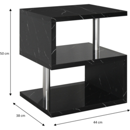 Comfy Living 2 Shelf Black Marble Effect High Gloss Abstract LED Side Table - Size: 50 x 44 x 38cm - Wilko - thumbnail 6