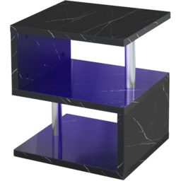 Comfy Living 2 Shelf Black Marble Effect High Gloss Abstract LED Side Table - Size: 50 x 44 x 38cm - Wilko - thumbnail 3