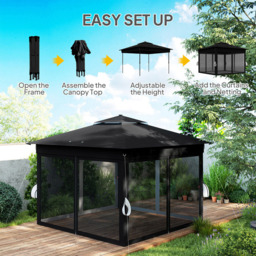 Outsunny 3 x 3m Black Solar LED Pop Up Gazebo with Netting and Wheeled Carry Bag - Wilko - thumbnail 7