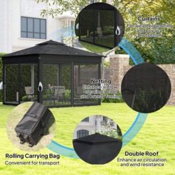 Outsunny 3 x 3m Black Solar LED Pop Up Gazebo with Netting and Wheeled Carry Bag - Wilko - thumbnail 6