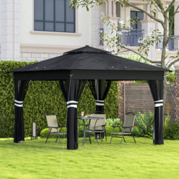 Outsunny 3 x 3m Black Solar LED Pop Up Gazebo with Netting and Wheeled Carry Bag - Wilko