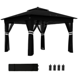 Outsunny 3 x 3m Black Solar LED Pop Up Gazebo with Netting and Wheeled Carry Bag - Wilko - thumbnail 3