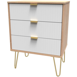 Crowndale 3 Drawer White Matt and Bardolino Oak Chest of Drawers Ready Assembled - Wilko - thumbnail 3