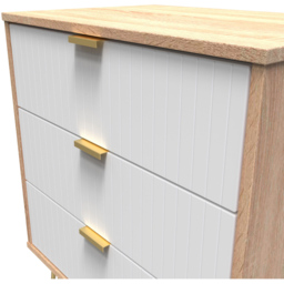 Crowndale 3 Drawer White Matt and Bardolino Oak Chest of Drawers Ready Assembled - Wilko - thumbnail 6