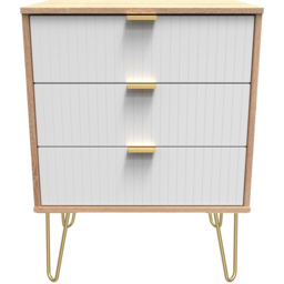 Crowndale 3 Drawer White Matt and Bardolino Oak Chest of Drawers Ready Assembled - Wilko - thumbnail 4