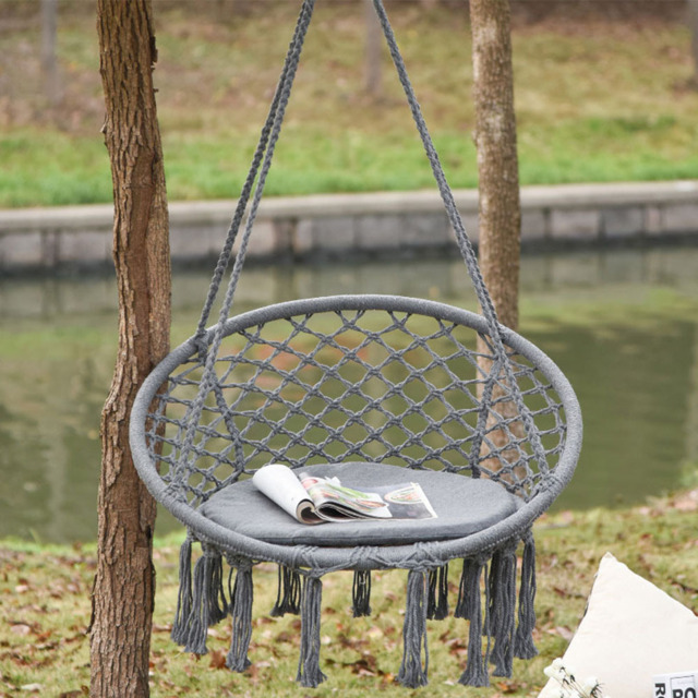Outsunny Hanging Chair Swing Hammock - Size: 42 x 80 x 80cm - Grey - Wilko - image 1
