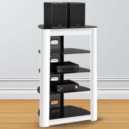 Centurion Supports Zinnia 5 Tier Black Glass Shelves AV Rack - Size: 102 x 68 x 49cm - Multi - Wilko