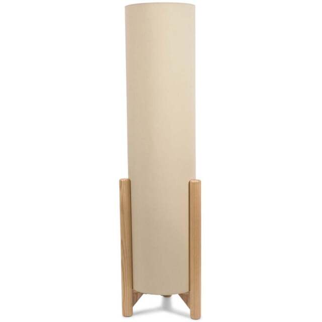 ValueLights Henry Tall Natural Fabric Shade Wooden Base Midi LED Floor Lamp - Size: 110 x 31 x 31cm - Cream - Wilko - image 1