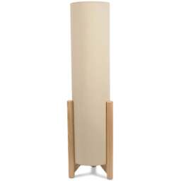 ValueLights Henry Tall Natural Fabric Shade Wooden Base Midi LED Floor Lamp - Size: 110 x 31 x 31cm - Cream - Wilko - thumbnail 1