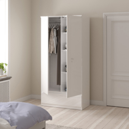 Florence 2 Door Single Drawer White High Gloss Wardrobe - Size: 2 Door, Single Drawer - Furniture to Go - Wilko - thumbnail 7